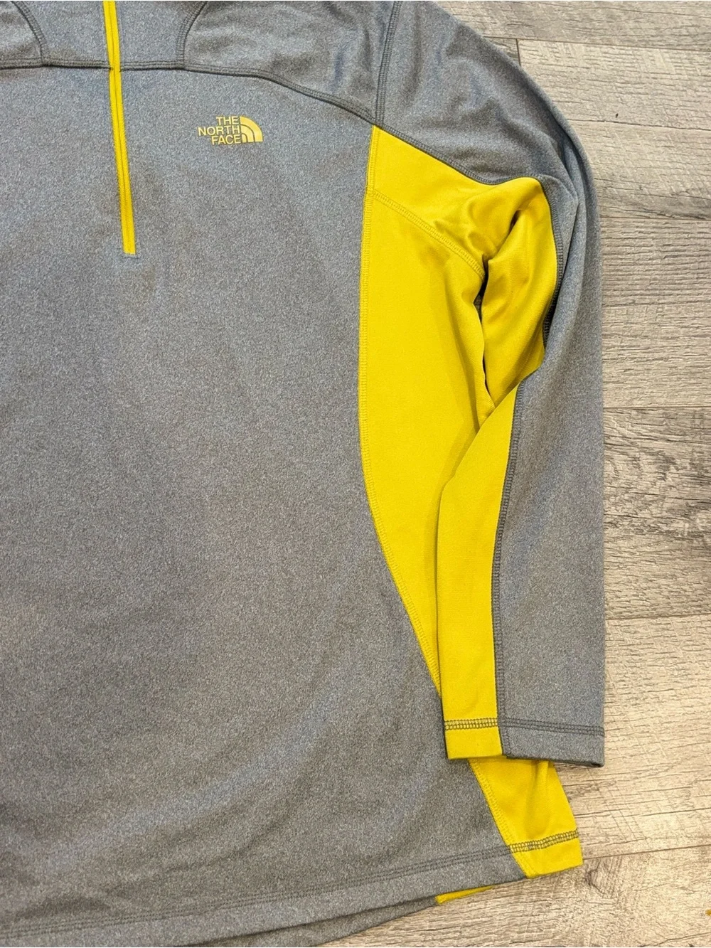 The North Face Gray and Yellow Quarter-Zip Pullover